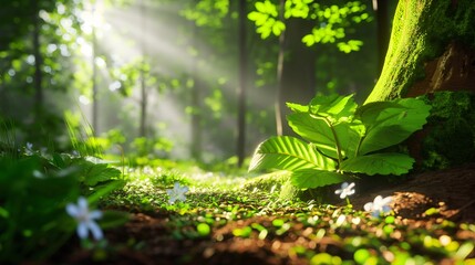 Fototapeta premium Forest landscape with rich textures and balanced lighting.