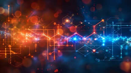 Obraz premium Abstract network of glowing lines and nodes, representing technology and connectivity. Ideal for themes of data, communication, and innovation.