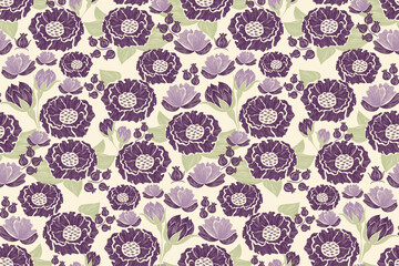 Vintage Floral pattern seamless embroidery ikat texture background border pink lotus flower motif traditional. Aztec style abstract vector illustration ethnic design for print template.	