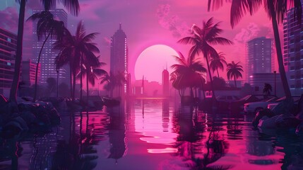 Obraz premium Retro Old School Synthwave Intro