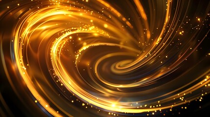 Abstract light speed motion effect with gold color spiral