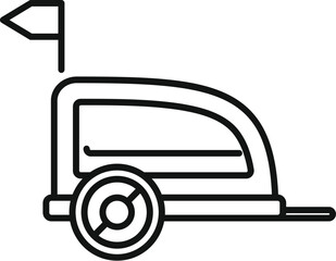 Simple black and white icon of a bike trailer ideal for carrying children safely