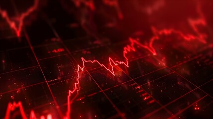 Animated stock market financial graph with red downtrend