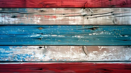 Rustic red, white, and blue wood background with a fade