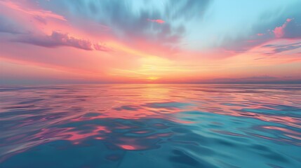 Obraz premium Tranquil scene of smooth water and colorful sky