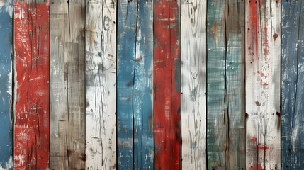 Rustic red, white, and blue wood background with a fade