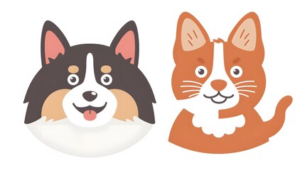 Fototapeta premium dog, animal, cartoon, puppy, pet, cute, vector, illustration, cat, happy, isolated, brown, love, fun, art, pets, funny, white, tail, canine, sitting, friendship, drawing