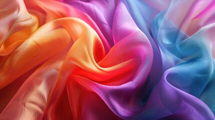 Obraz premium Close-up of colorful silk fabric texture, ideal for creative design and textile purposes