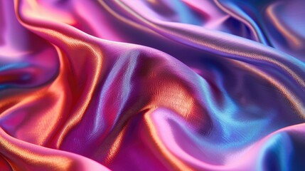 Obraz premium Close-up of vibrant silk fabric with a glossy surface, ideal for elegant design work