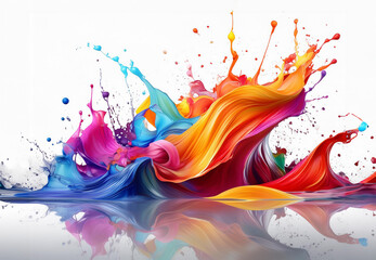 Fototapeta premium Colorful paint splashes isolated on white color background