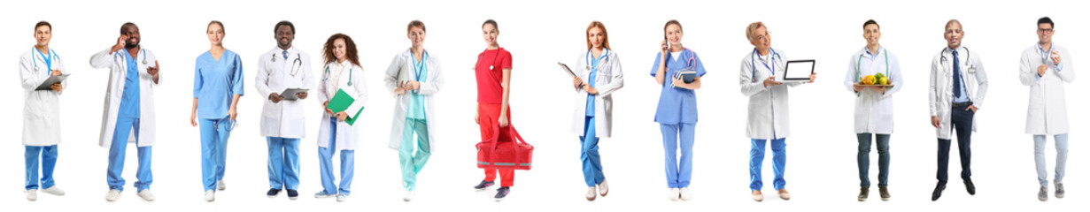 Obraz premium Group of doctors on white background