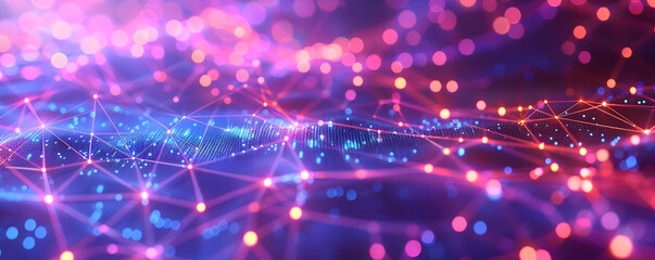 Fototapeta premium Abstract 3D Illustration of a Network with Pink and Blue Lights