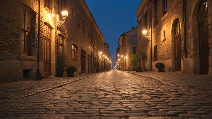 Naklejka premium Cobblestone street in historic town