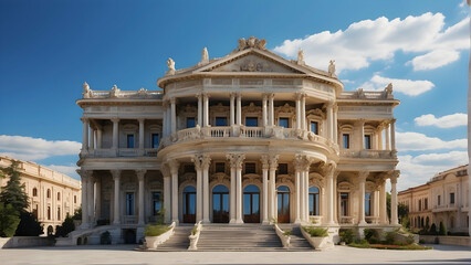 Obraz premium Luxurious neoclassical mansion with balconies