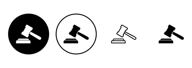 Gavel icon set. judge gavel icon vector. law icon vector. auction hammer