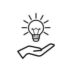 Fototapeta premium hand lamp icon solution design concept idea
