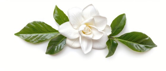 Fototapeta premium A delicate gardenia bloom isolate on white background
