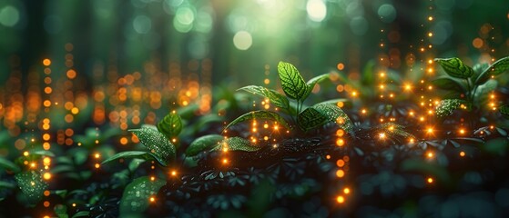 Financial data visualized with sustainability indices, sustainability in finance, comprehensive green analytics