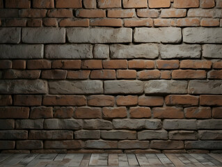 Naklejka premium Brick wall with wooden floor interior