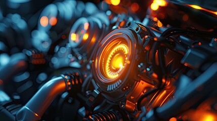 Close up of a glowing check engine light