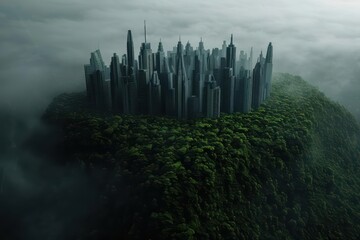 Fototapeta premium Deforestation is depicted in an ultramodern