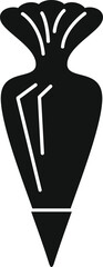Black silhouette icon of a pastry bag for cream, isolated on a white background