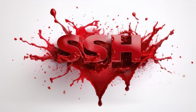 Vibrant Blood Red SSH Logo Design with Splash Effects