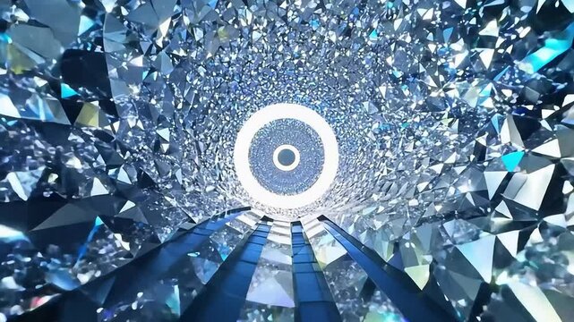 A tunnel of glittering diamonds rotates in three dimensions.