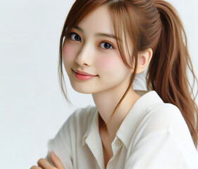 Fototapeta premium 白いブラウスの美女