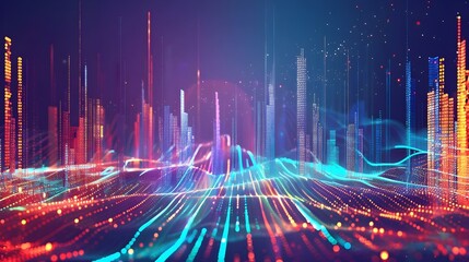 Vector abstract futuristic digital landscape