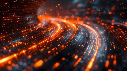 Data Transfer Concept in Orange Futuristic Digital Style