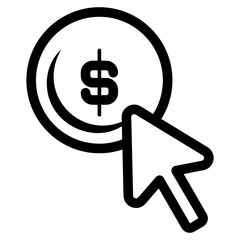 click dollar coin with cursor arrow icon