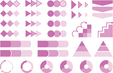 3ステップのフローチャートのイラスト素材のセット