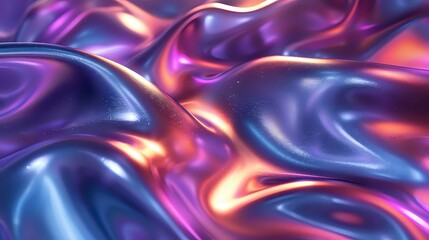 Fototapeta premium Vibrant and glossy abstract background featuring a flowing, liquid-like texture in shades of purple, pink, and blue. Ideal for digital art, design, and creative projects.