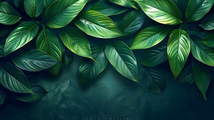 Abstract green textured leaves of Spathiphyllum cannifolium