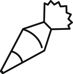 Outline style icon of a pastry bag squeezing cream for cake decoration
