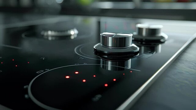 A detailed view of the safety features on an induction cooktop such as automatic shutoff and childlock ensuring peace of mind while cooking.