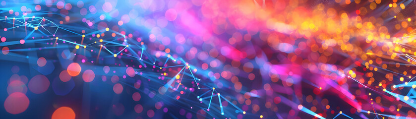 Abstract Background with Blurred Lights and Geometric Lines