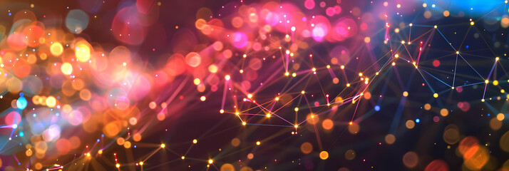 Obraz premium Abstract Background with Connected Lights and Bokeh