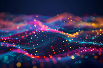 Obraz premium Abstract 3D Background with Colorful Lights and Grid