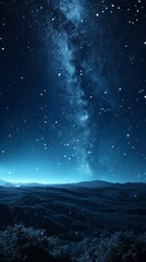 Naklejka premium The stars at the top paint a dreamy night sky, and Ball's star, Meg CJ, and Taurus show interstellar details. The starry night sky over the mountains, where stars like Bohr could be seen on the distan
