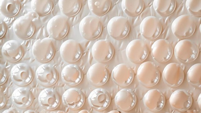 A minimalist design of single bubble wrap circles spaced evenly on a solid background evoking a nostalgic feeling of simplicity and innocence.