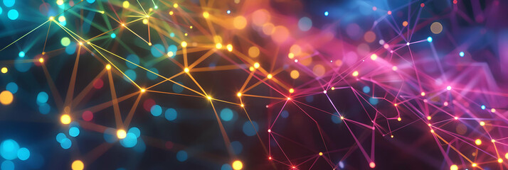 Fototapeta premium Abstract Background with Colorful Lines and Bokeh Lights