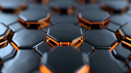 Fototapeta premium Hexagonal grid with metallic finish, ideal for futuristic and high-tech digital backgrounds. Illustrater Image, Shiny, bright, beautiful , Minimalism,