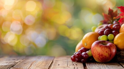 A table with a variety of fruits including apples, oranges, and grapes