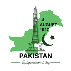 14th August 1947 Pakistan Independence Day Pakistan greeting design