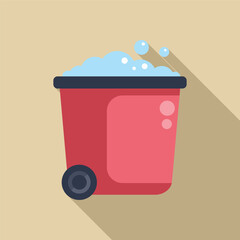 Overflowing trash bin full of soapy water, concept for cleaning service or spring cleaning