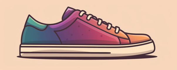 Vibrant gradient sneakers with a modern design, illustrated in a colorful artistic style on a light background.