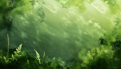 Obraz premium Lush green forest foliage with vibrant leaves and ferns, perfect background with copy space for nature-themed projects, eco campaigns, and serene designs.