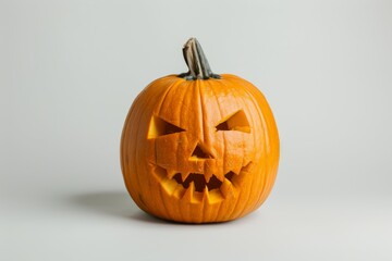 A pumpkin with a scary face carved into it